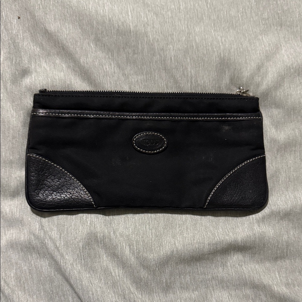Tod's Black Nylon & Leather Wristlet Clutch